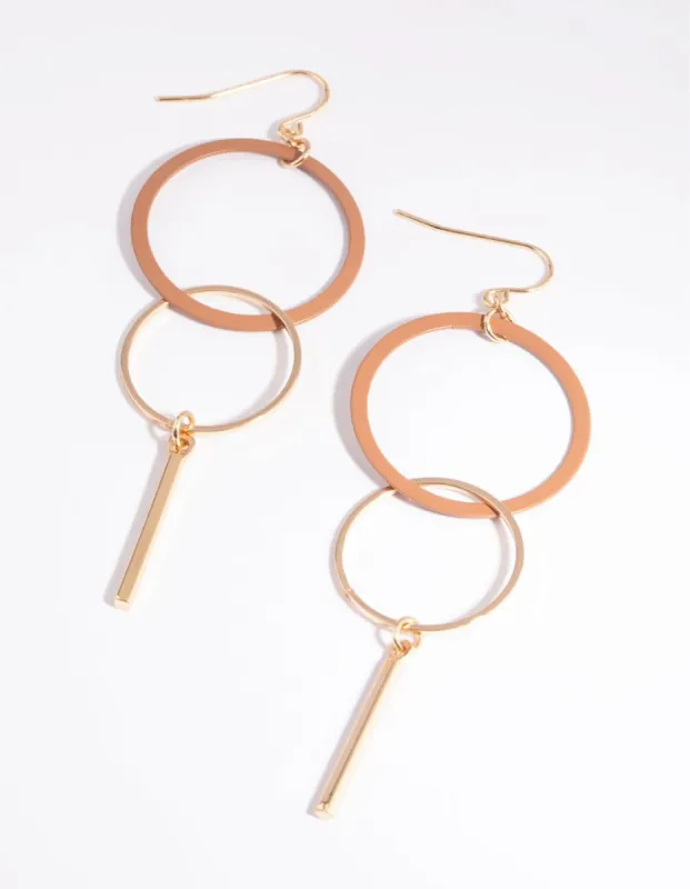 Brown Circular Drop Earrings sold by lovisa