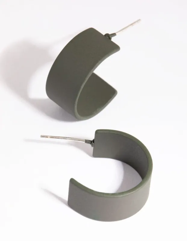 Matte Black Bold Huggie Earrings sold by lovisa