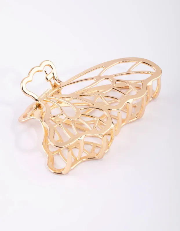 Gold Metal Butterfly Claw Clip sold by lovisa