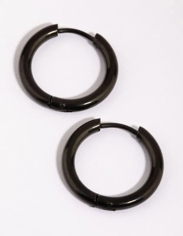 Matte Black Huggie Hoop Earrings sold by lovisa