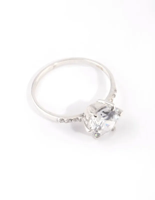 Sterling Silver Cubic Zirconia Claw Ring sold by lovisa
