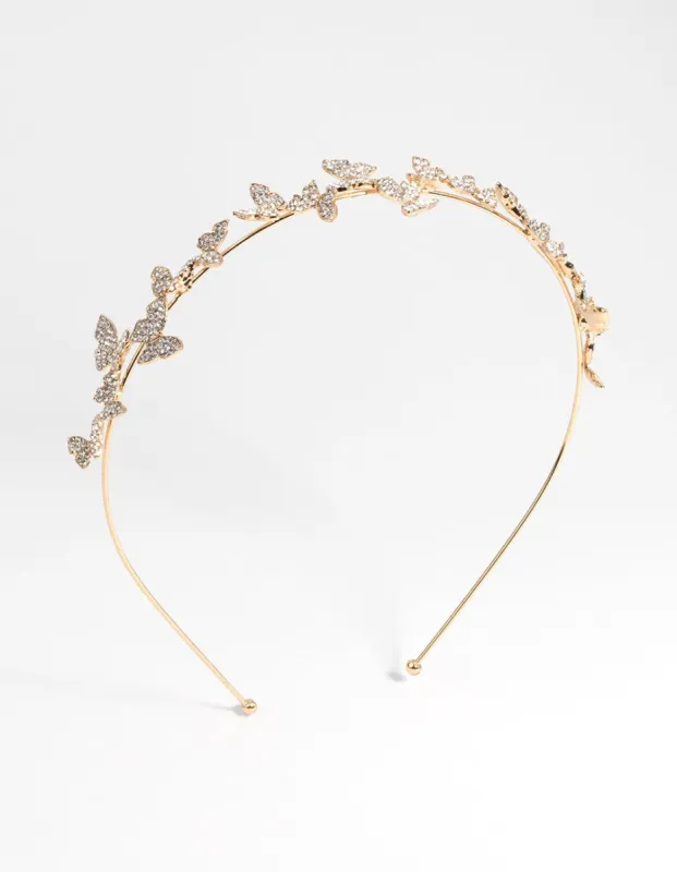 Gold Butterfly & Diamante Alice Band sold by lovisa