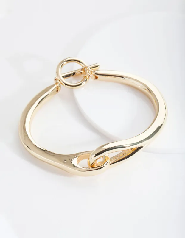Gold Plated Knot T & O Bangle sold by lovisa