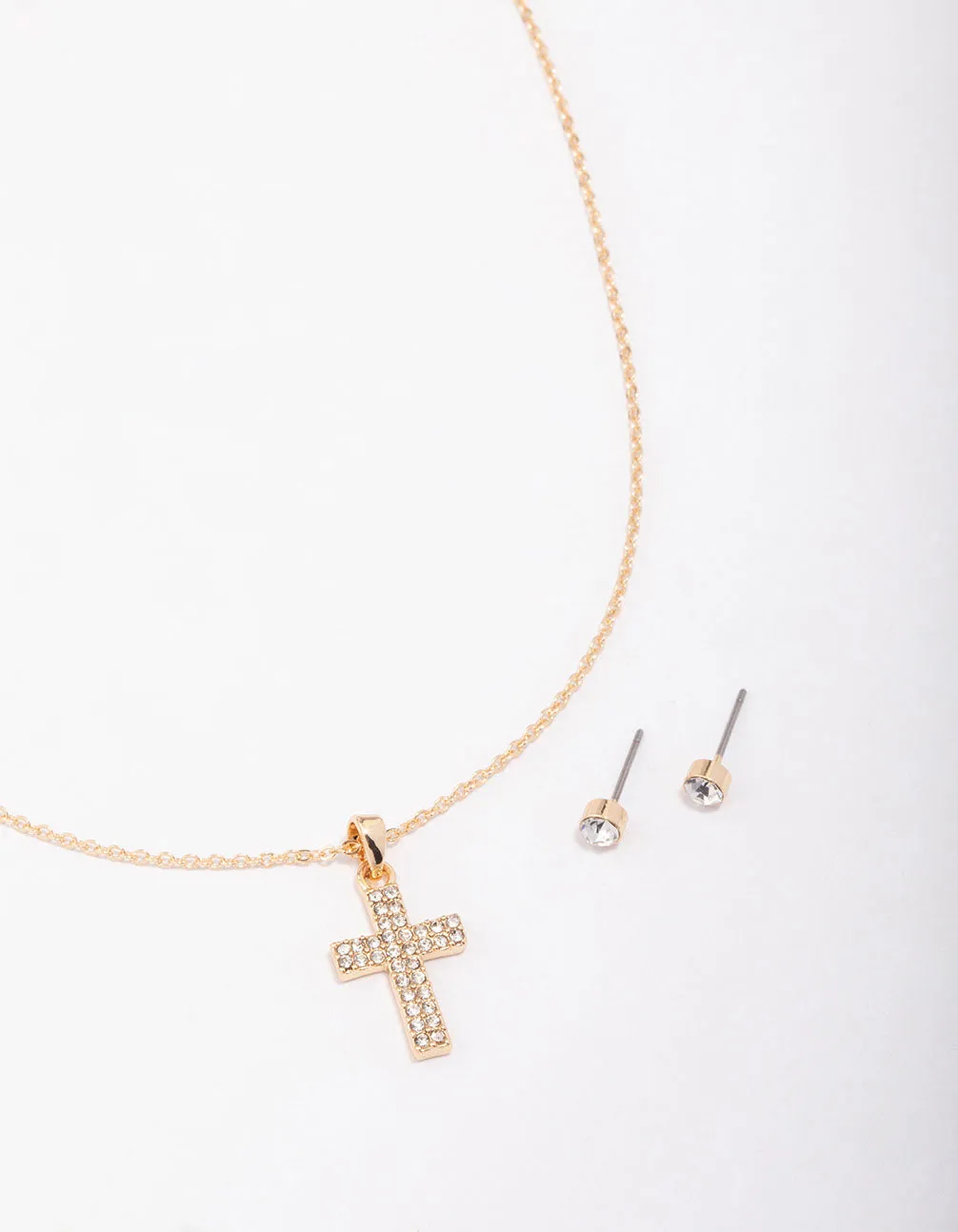 Gold Stud Cross Jewellery Set sold by lovisa