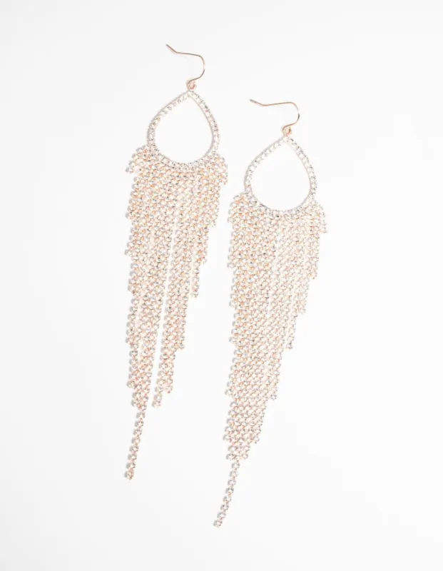 Rose Gold Diamante Drop Earrings sold by lovisa