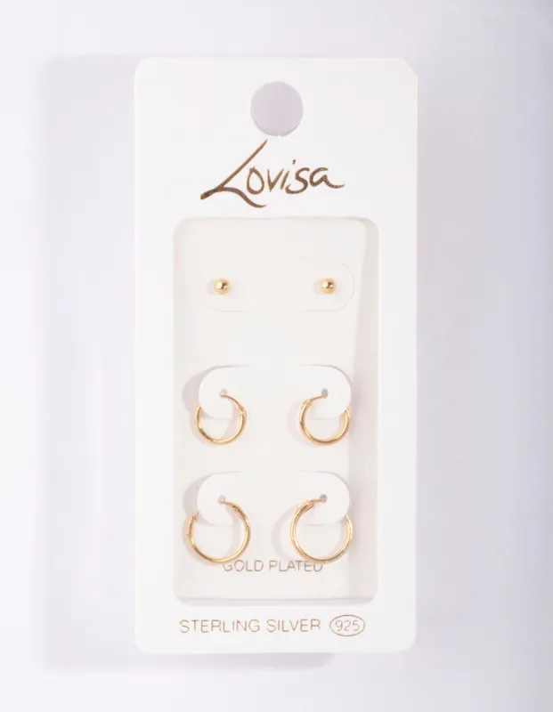 Gold Plated Sterling Silver Stud & Hoop Pack Earring sold by lovisa