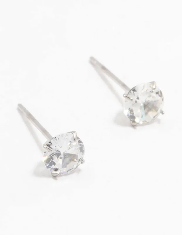 Waterproof Stainless Steel Cubic Zirconia Stud Earrings 5 MM sold by lovisa