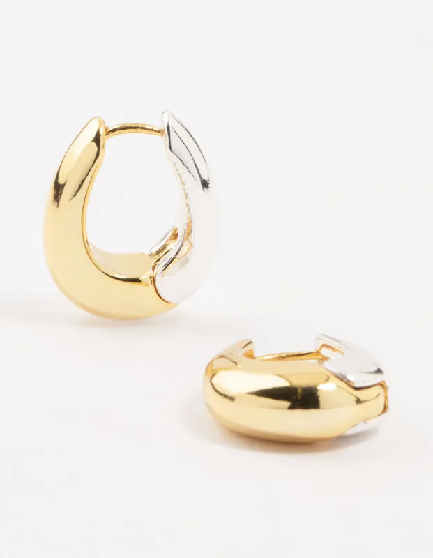 Mixed Metals Chunky Oval Hoop Earrings sold by lovisa