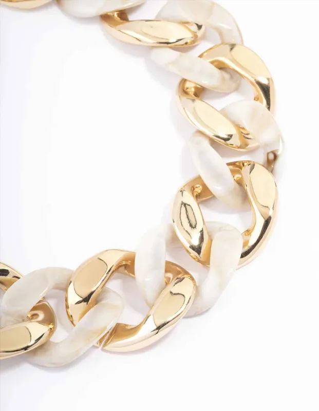 Gold Acrylic Mixed Link Short Necklace sold by lovisa