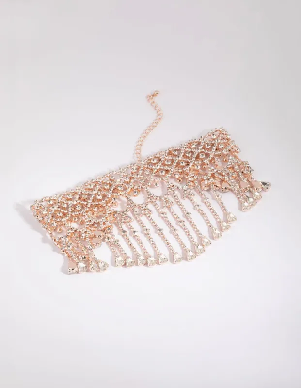 Rose Gold Diamante Statement Choker sold by lovisa