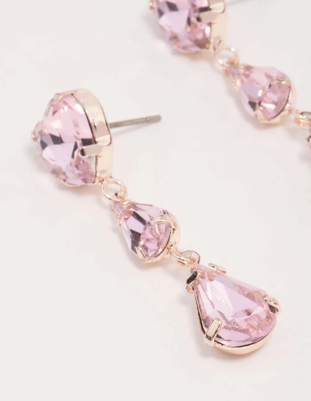 Rose Gold Lilac Heart Stone Drop Earrings sold by lovisa product image thumbnail 2
