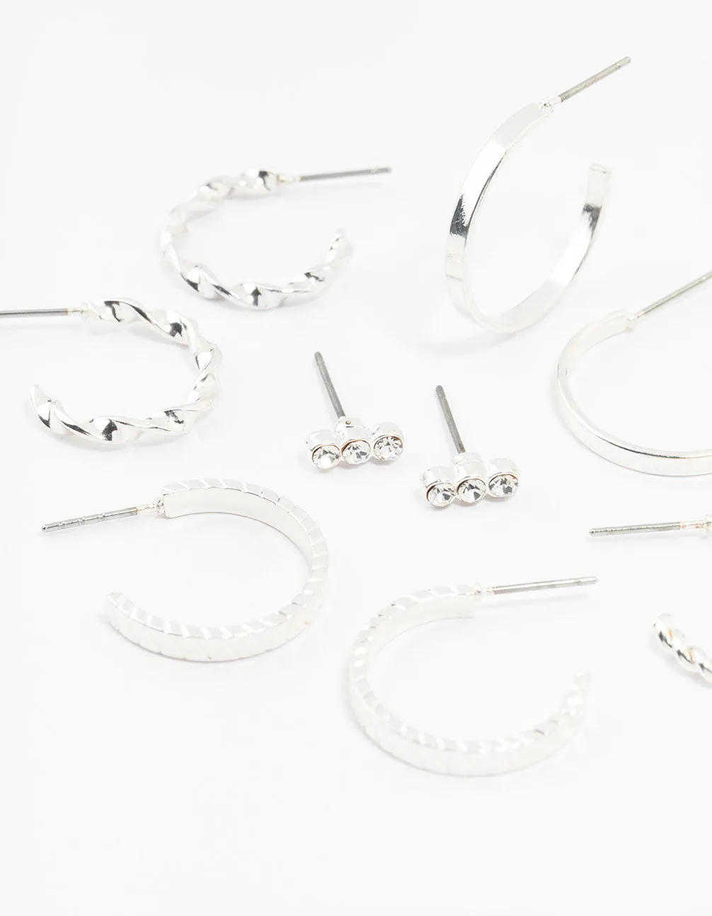 Silver Diamante & Pearl Hoop Earrings 8-Pack sold by lovisa product image thumbnail 2