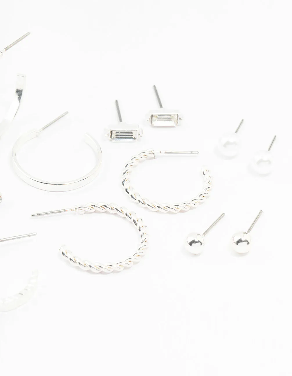 Silver Diamante & Pearl Hoop Earrings 8-Pack sold by lovisa product image thumbnail 3