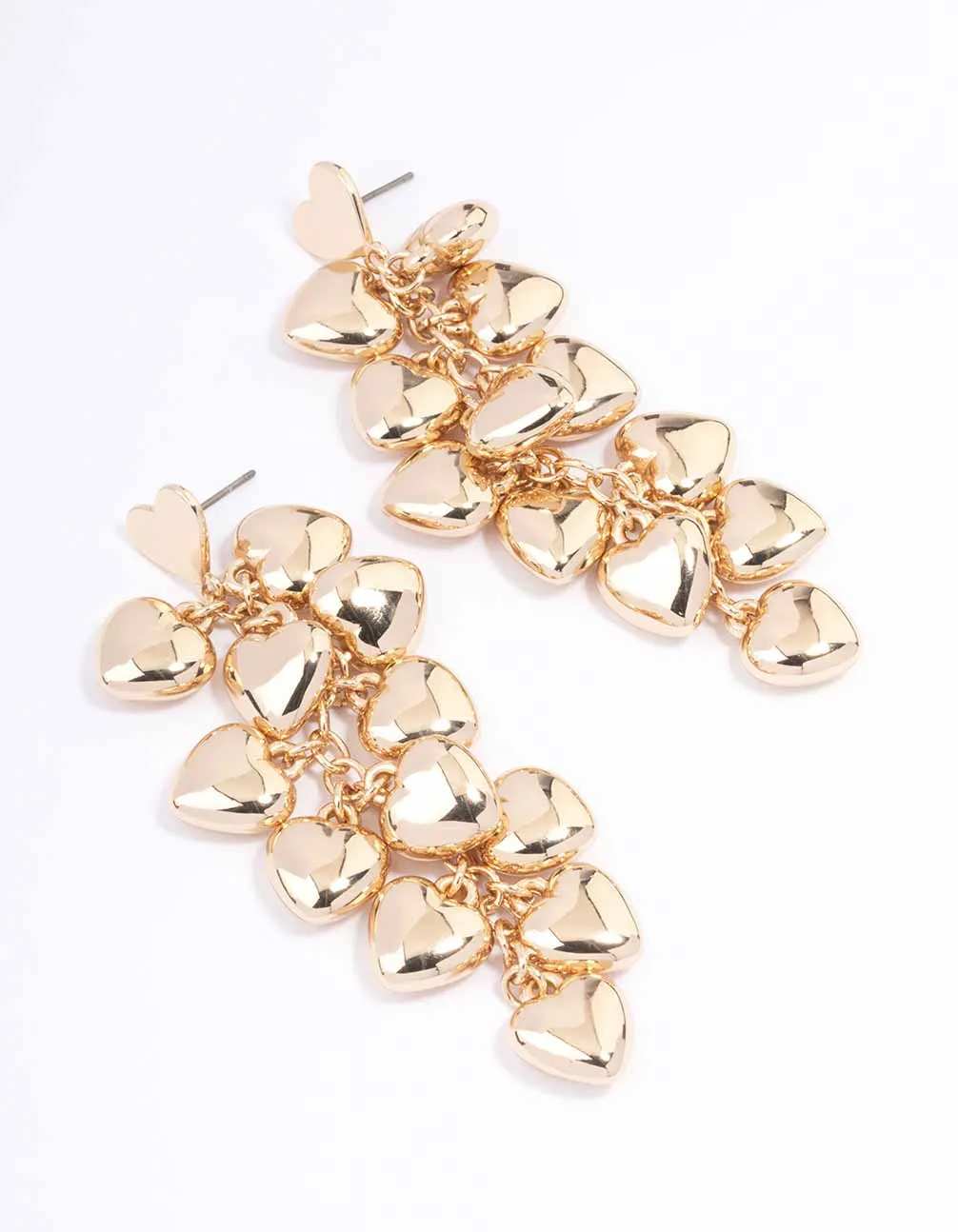 Gold Cascading Heart Drop Earrings sold by lovisa