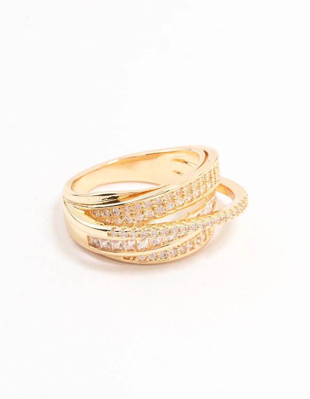 Gold Plated Layered Wrapped Cubic Zirconia Band Ring sold by lovisa