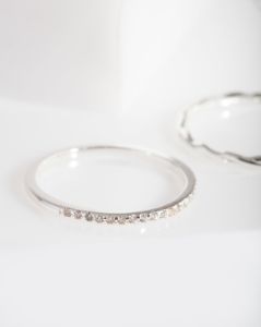 Sterling Silver Cubic Zirconia & Twisted Ring Stack sold by lovisa
