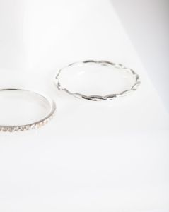 Sterling Silver Cubic Zirconia & Twisted Ring Stack sold by lovisa