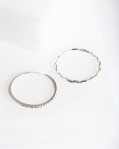 Sterling Silver Cubic Zirconia & Twisted Ring Stack sold by lovisa