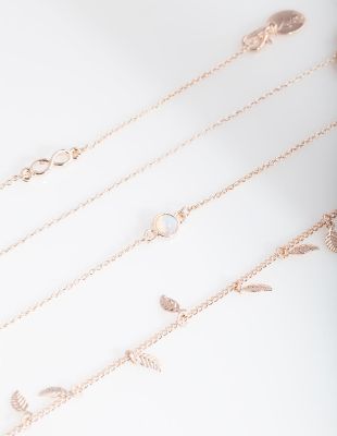 Rose Gold Leaf Infinity Bracelet Anklet 4-Pack sold by lovisa