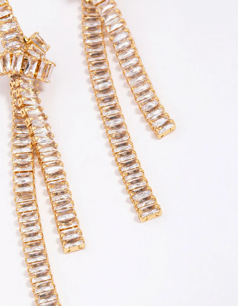 Gold Plated Cubic Zirconia Baguette Knotted Drop Earrings sold by lovisa product image thumbnail 2