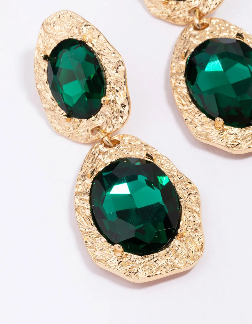 Gold Double Disc Emerald Drop Earrings sold by lovisa product image thumbnail 3