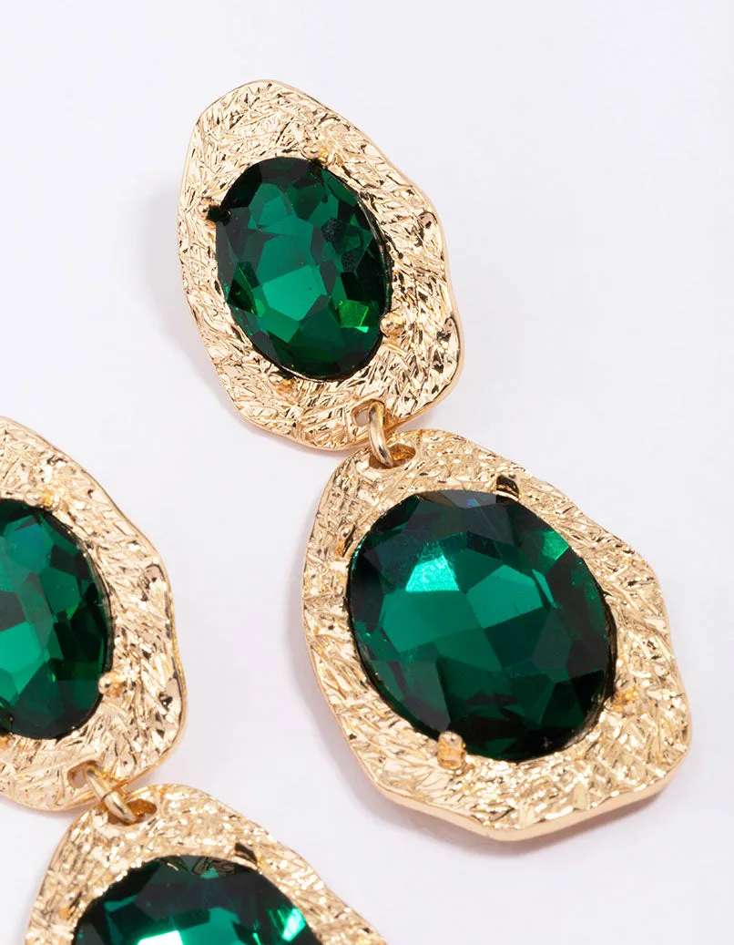 Gold Double Disc Emerald Drop Earrings sold by lovisa product image thumbnail 2