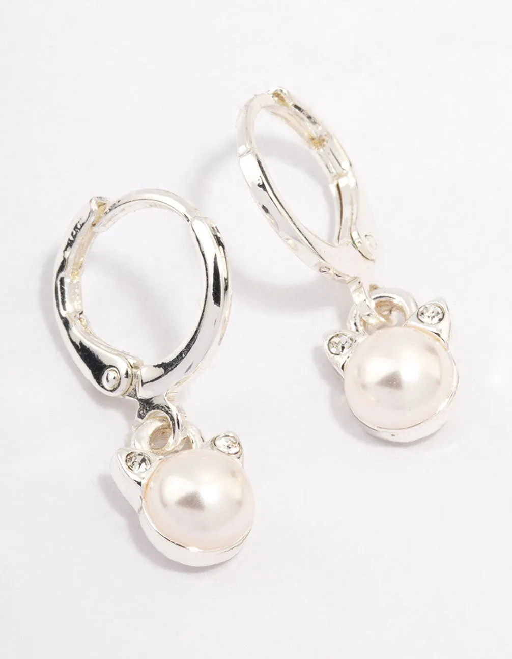 Silver Pearl Huggie Hoop Earrings sold by lovisa