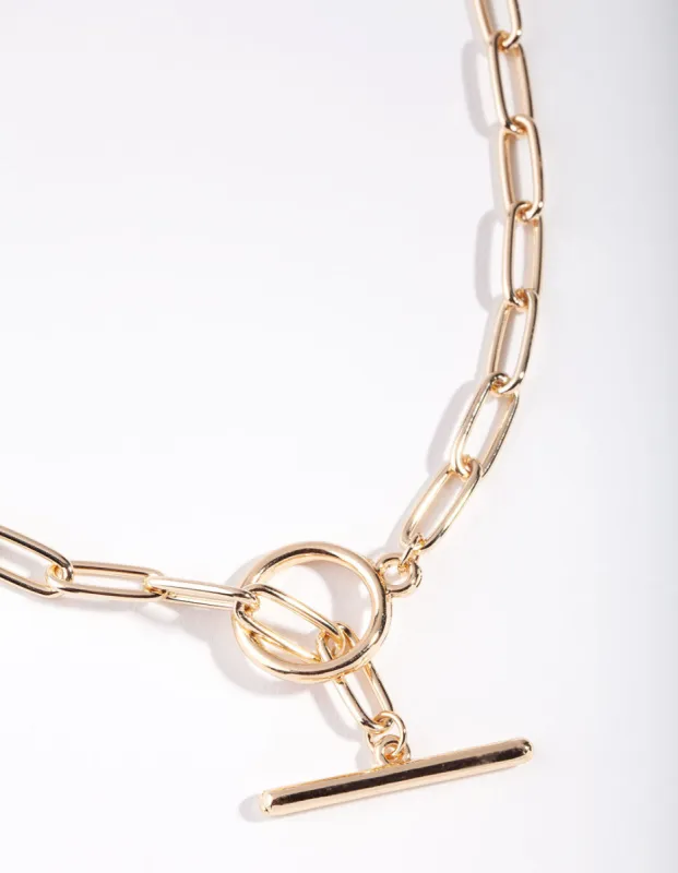 Gold Long Link Bar Necklace sold by lovisa