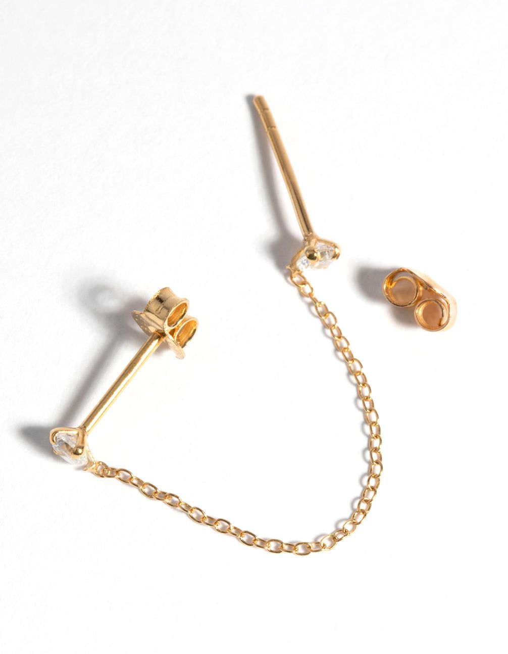 Gold Plated Sterling Silver Cubic Zirconia Double Stud Earring sold by lovisa product image thumbnail 2