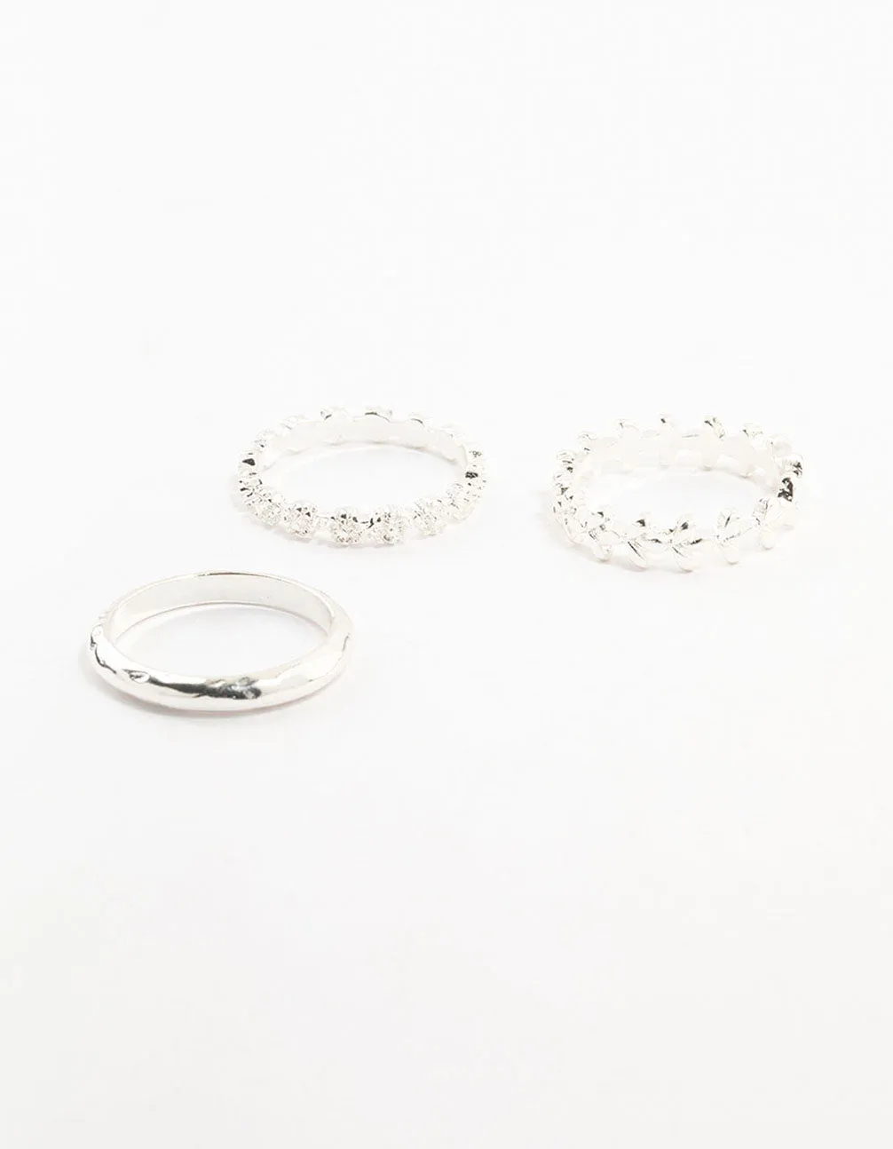 Silver Flower Vine Rings 3-Pack sold by lovisa