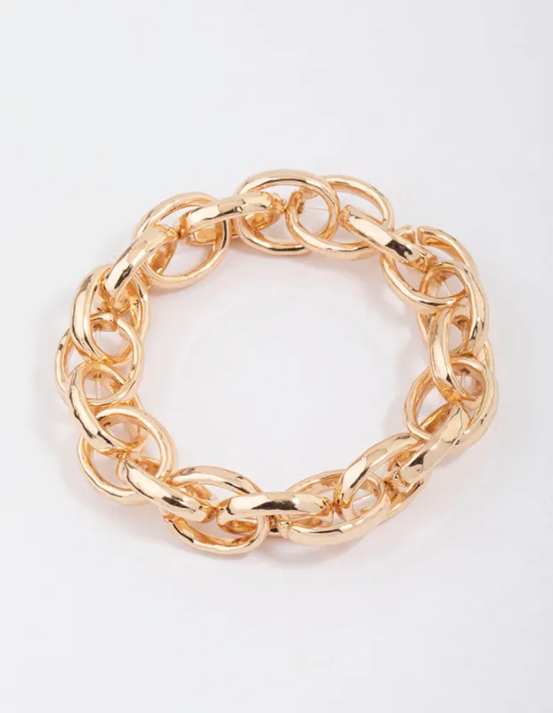 Gold Large Chain Stretch Bracelet sold by lovisa