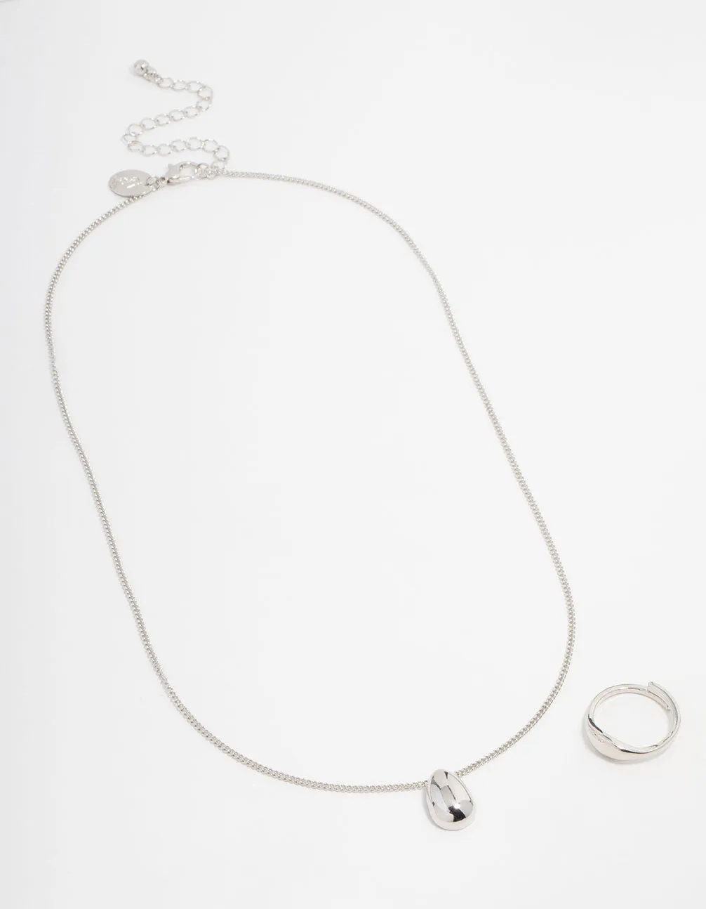 Silver Smooth Stone Necklace & Ring Set sold by lovisa product image thumbnail 2