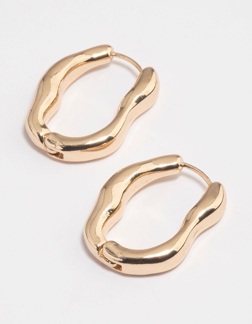 Gold Molten Oval Huggie Earrings sold by lovisa