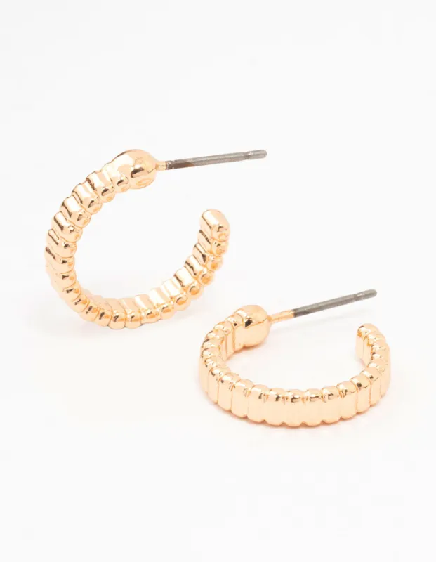 Gold Rippled Huggie Earrings sold by lovisa
