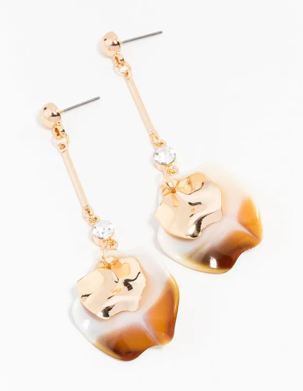 Gold Marble Pearl Petal Drop Earrings sold by lovisa