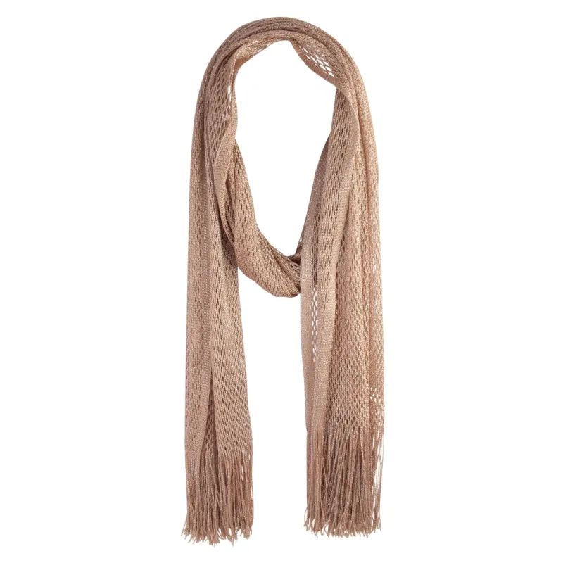 Rose Gold Long Crochet Scarf sold by lovisa