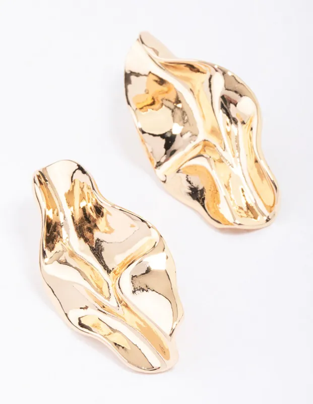 Gold Wrapped Statement Stud Earrings sold by lovisa