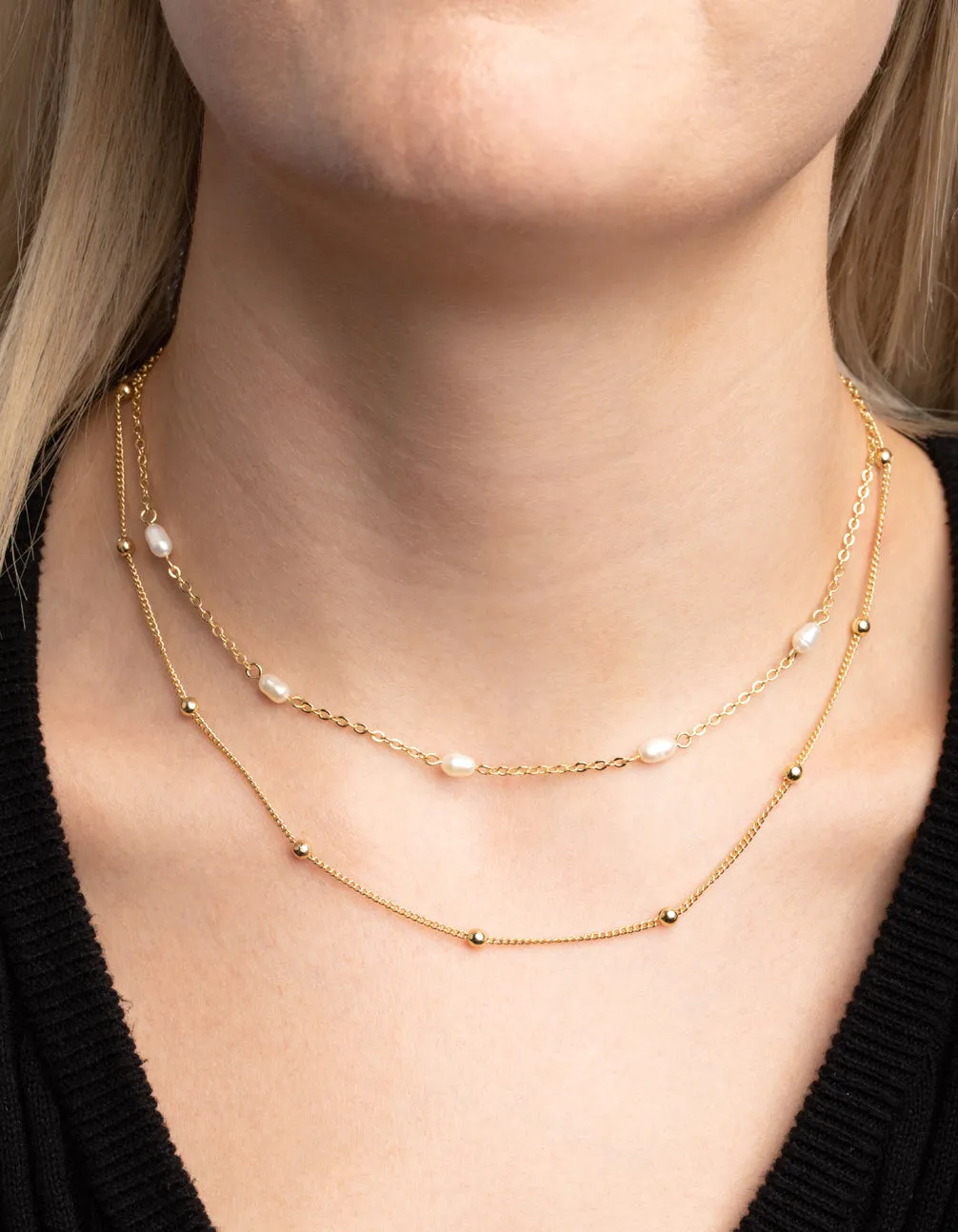 Gold Plated Freshwater Pearl Layered Necklace sold by lovisa product image thumbnail 2