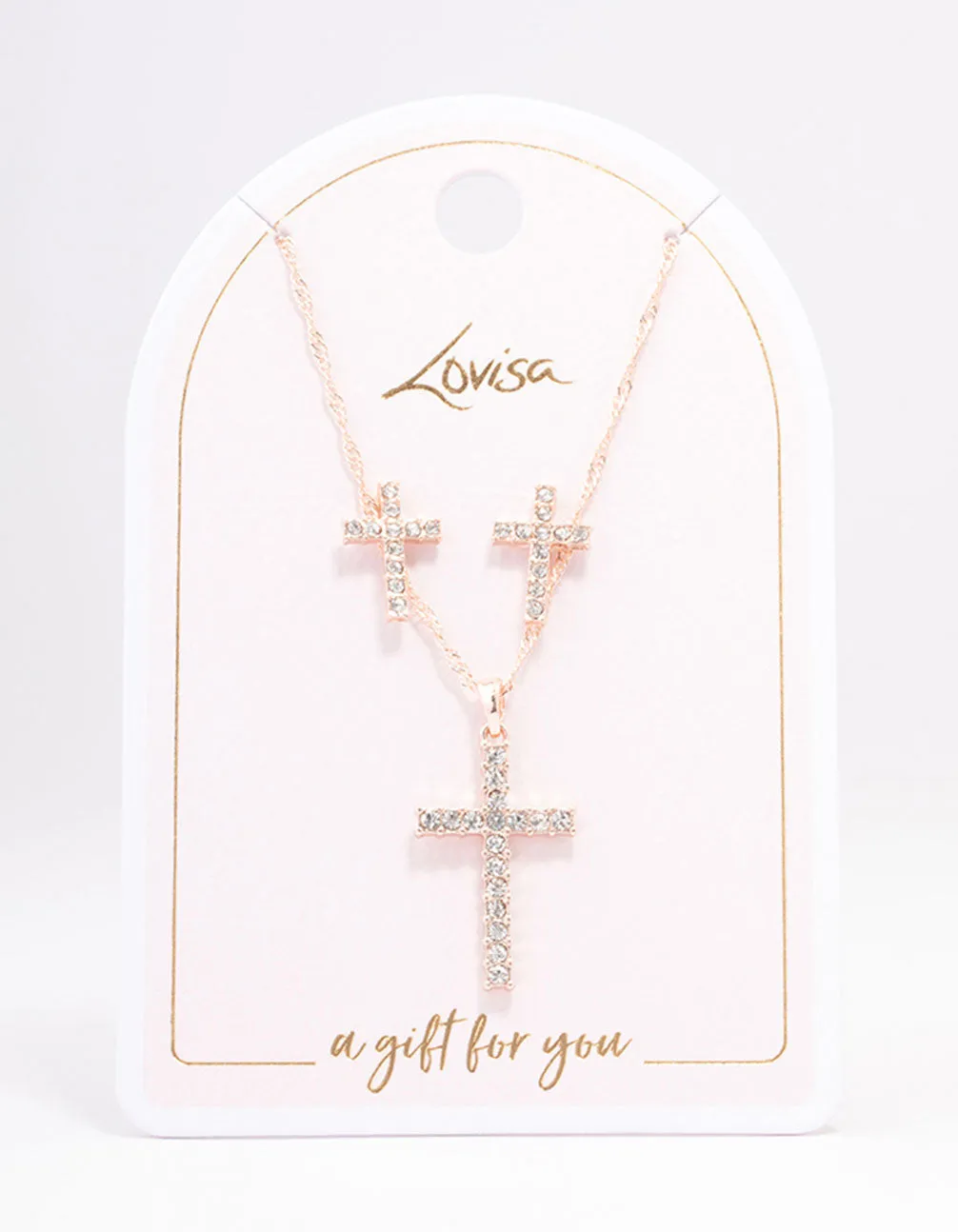 Rose Gold Diamante Cross Jewellery Set sold by lovisa product image thumbnail 2
