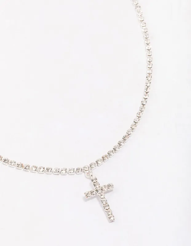 Silver Cup Chain Cross Pendant Necklace sold by lovisa
