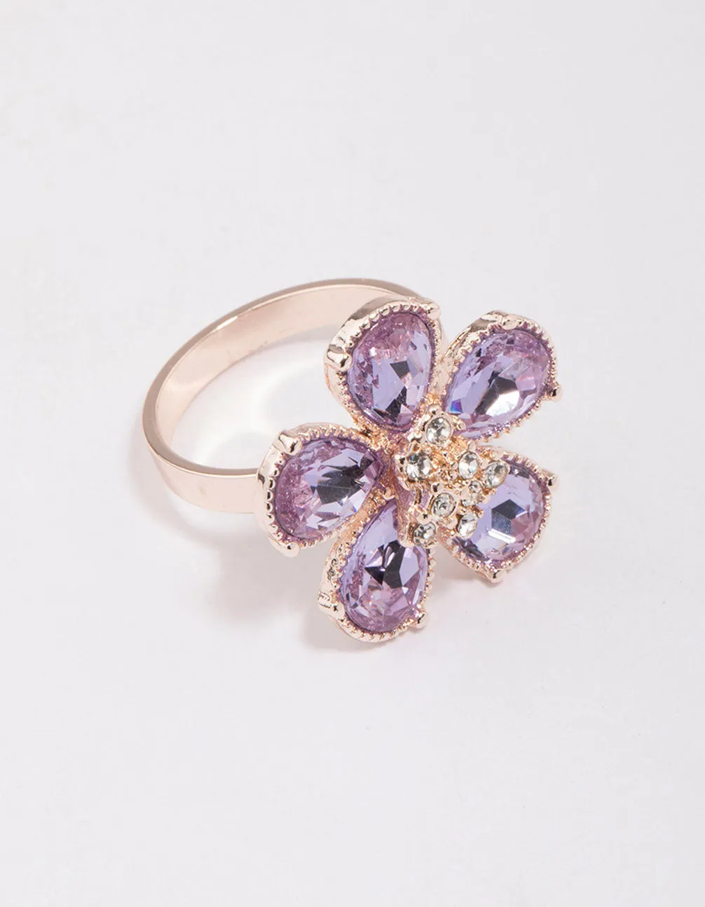 Rose Gold Lilac Flower Petal Ring sold by lovisa