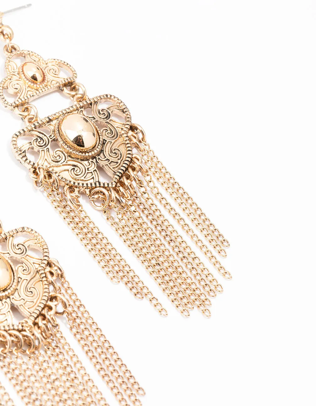 Gold Patterned Tassel Drop Earrings sold by lovisa product image thumbnail 3