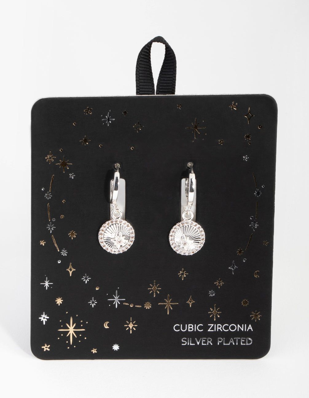 Silver Plated Cubic Zirconia Surrounded Huggie Earrings sold by lovisa product image thumbnail 3