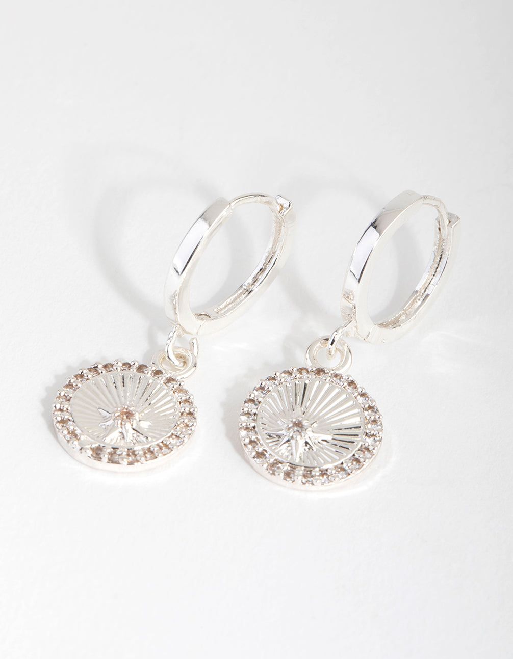 Silver Plated Cubic Zirconia Surrounded Huggie Earrings sold by lovisa