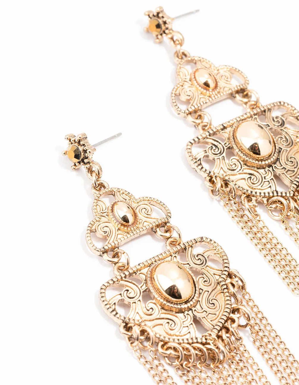 Gold Patterned Tassel Drop Earrings sold by lovisa product image thumbnail 2