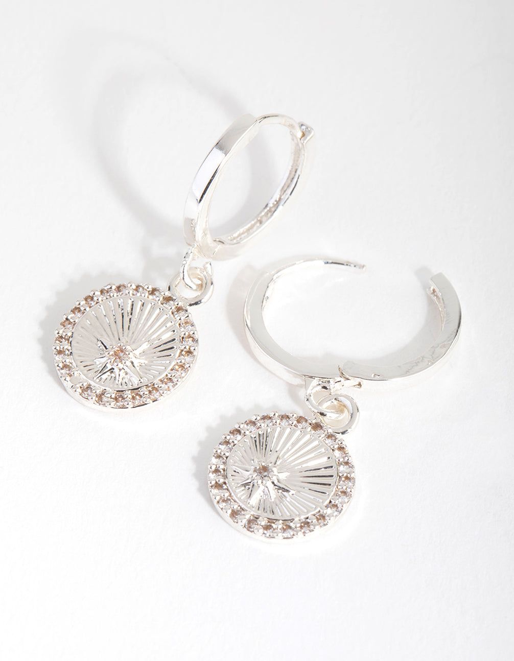 Silver Plated Cubic Zirconia Surrounded Huggie Earrings sold by lovisa product image thumbnail 2