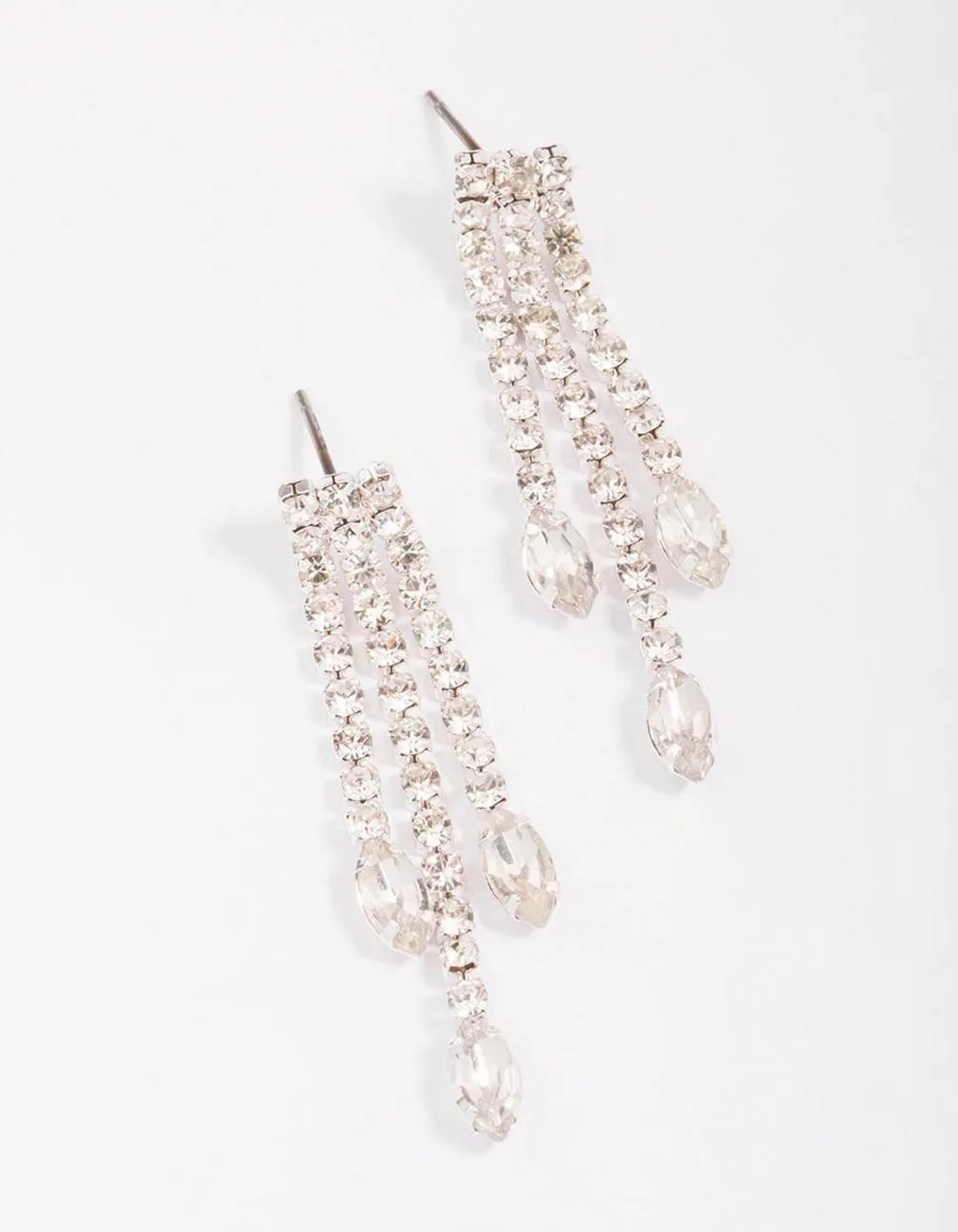 Silver Cup Chain Pear Diamante Drop Earrings sold by lovisa