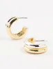 Mixed Metals Large Chunky Hoop Earrings sold by lovisa