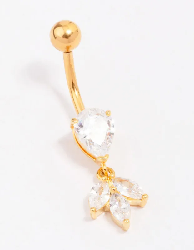 Gold Plated Titanium Cubic Zirconia Marquise Belly Piercing sold by lovisa