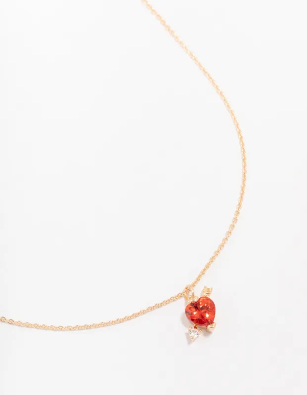 Gold Cubic Zirconia Heart & Arrow Necklace sold by lovisa